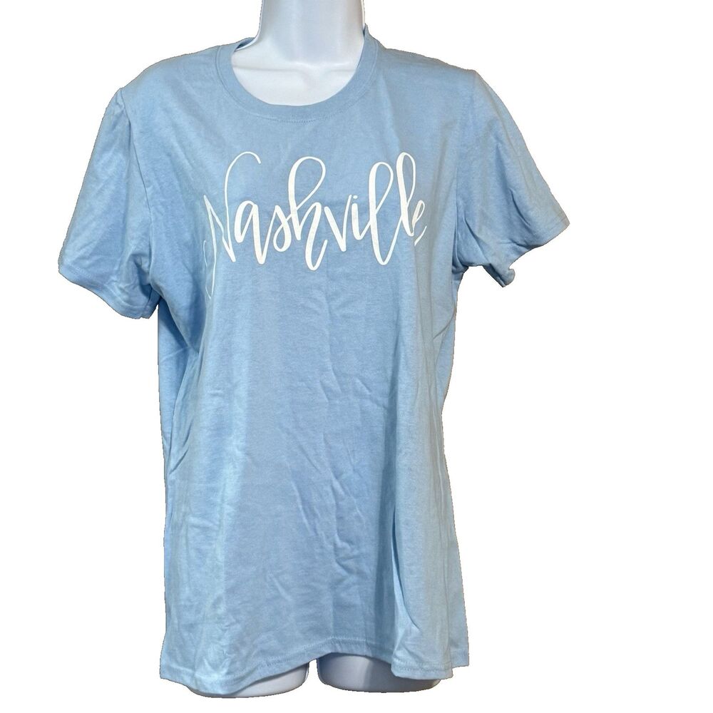 Port and Co. Nashville T-shirt Women sz M Baby Blue Cotton